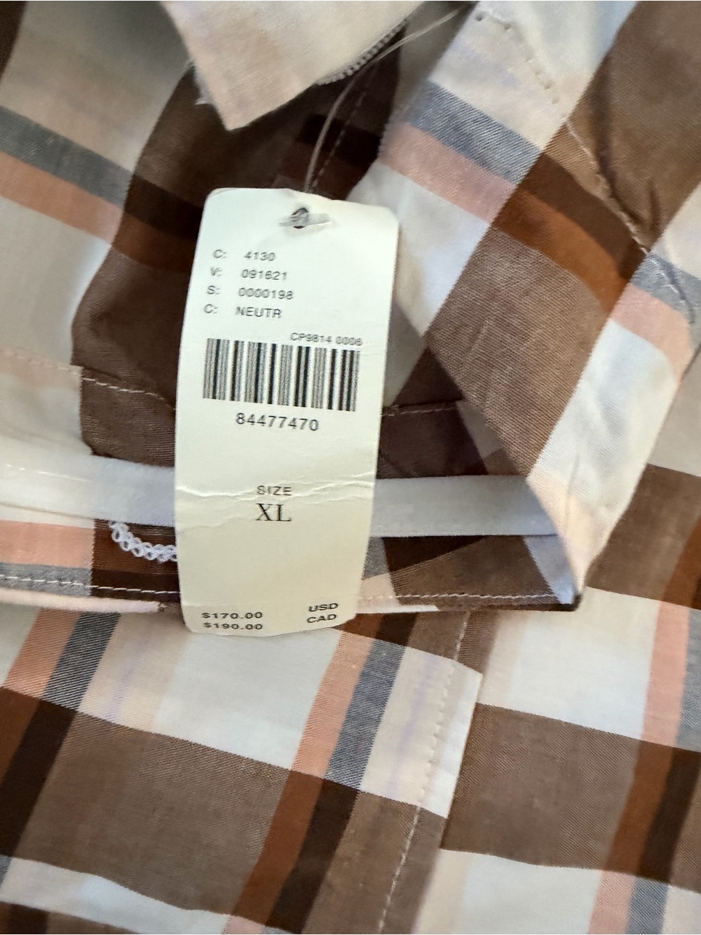 Anthropologie Brown & White Strapless Gingham Belted Midi Dress XL - Picture 6 of 7